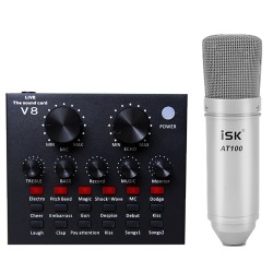 COMBO THU ÂM MICRO ISK AT100 + SOUNDCARD V8