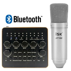 Trọn Bộ Thu Âm Hát Live Micro iSK AT100 + Sound Card V10 Bluetooth