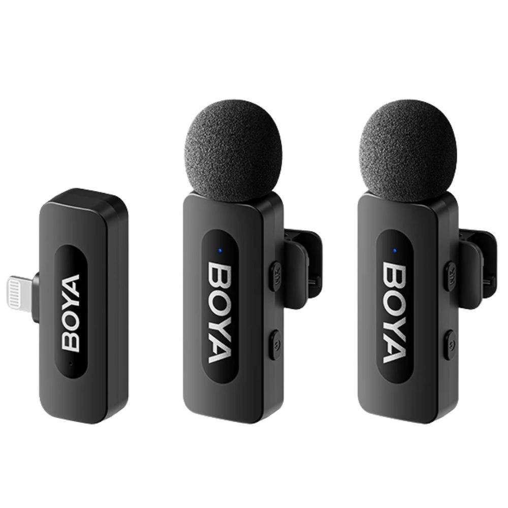 Micro không dây cài áo BOYA BY-V2 V2.0 (Cổng Lightning | Pin 9h | Mic đôi | Khử tiếng ồn thông minh | Thu âm đa hướng)