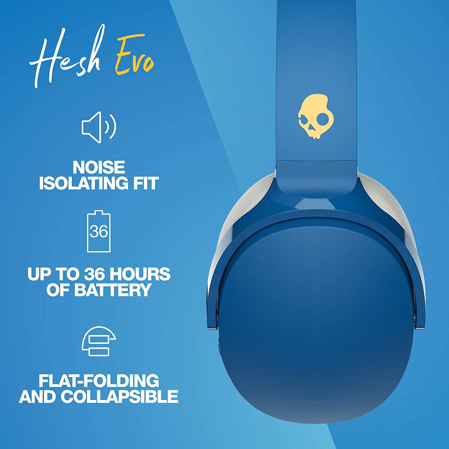 Tai nghe Skullcandy Hesh Evo (Bluetooth 5.0 | Pin 36h | Jack cắm 3.5mm | Định vị tai nghe)