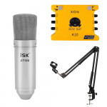 COMBO TRỌN BỘ hát Live Sound Card XOX K10(10th) + Micro thu âm iSK AT100 (Cổng cắm XLR | 5V | Có lỗ cắm tai nghe 3.5mm)