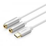 Ugreen AV144 (30732) Bộ chuyển USB Type C sang 2 cổng Audio 3.5mm cái (Dài 20cm | Jack cắm mạ vàng 24k | Lõi đồng nguyên chất)