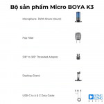 Micro thu âm BOYA K3 USB (Cổng kết nối USB-C | Chip DSP khử ồn | 5V | Có lỗ cắm tai nghe 3.5mm | Đèn RGB)-6